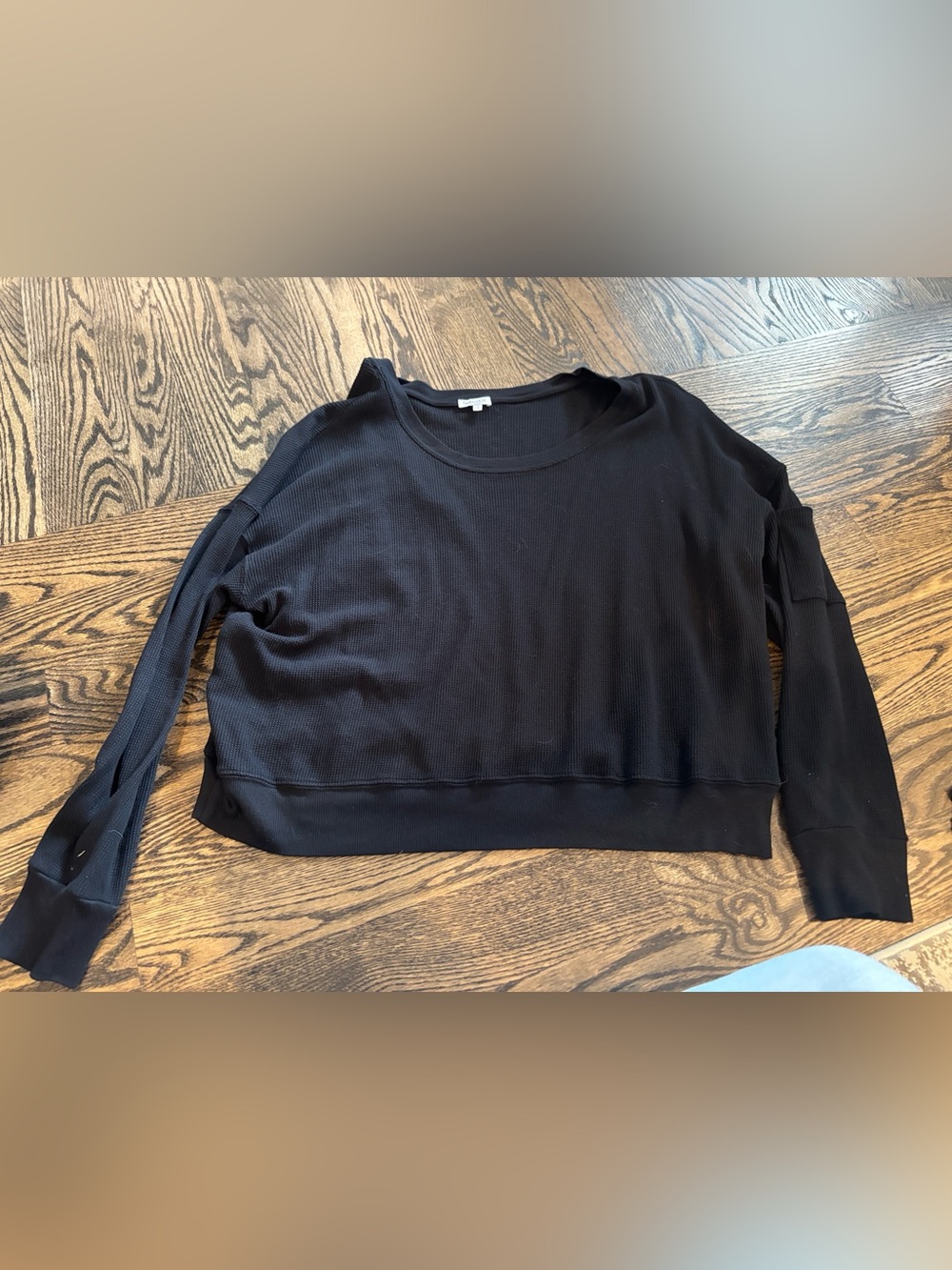 Splendid XL Black Waffle Long Sleeve with Pocket in the sleeve